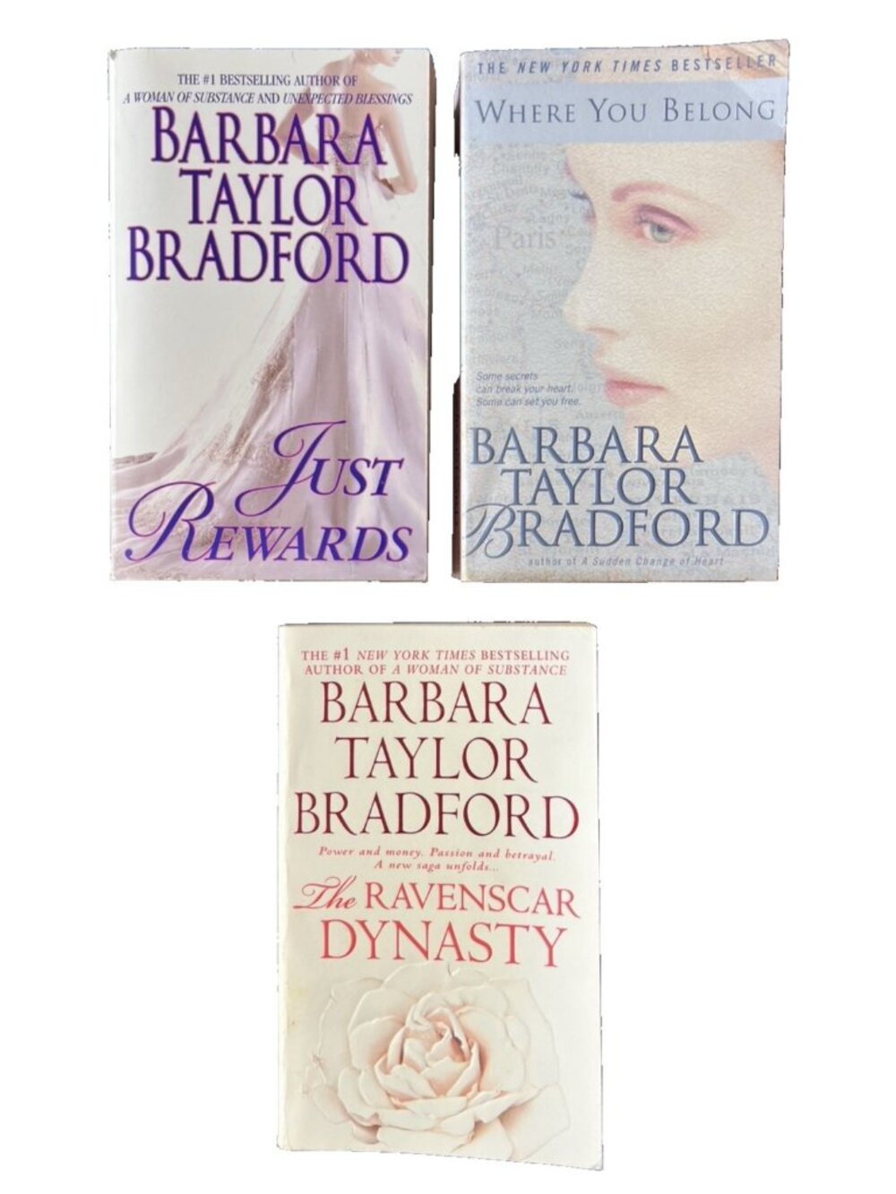 Lot of 3 Barbara Taylor Bradford Romance Paperback Books - Beach Reading